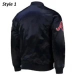 Atlanta Braves Full-Snap Satin Navy Jacket