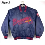 Atlanta Braves Full-Snap Satin Navy Wordmark Jackets