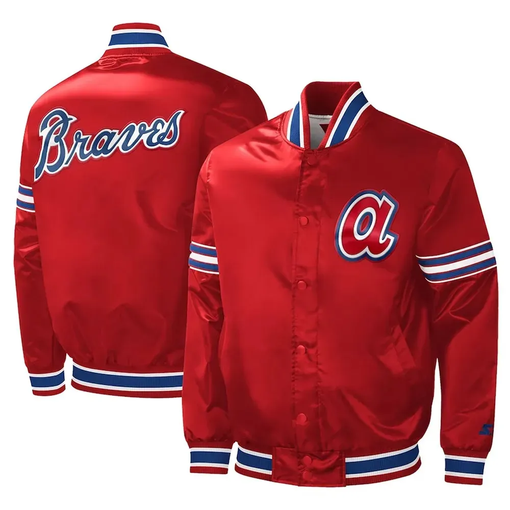 Atlanta Braves Slider Red Varsity Satin Jacket