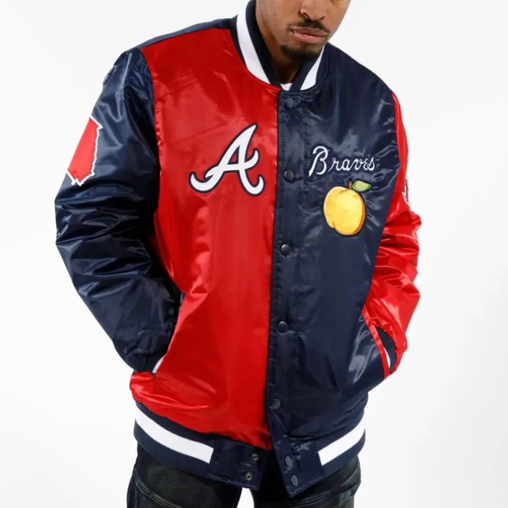 Atlanta Braves Starter Red and Blue Satin Jacket