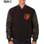 Baltimore Orioles Black Wool Leather Jacket