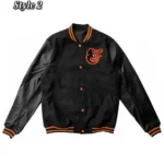 Baltimore Orioles Black Wool Leather Jacket2