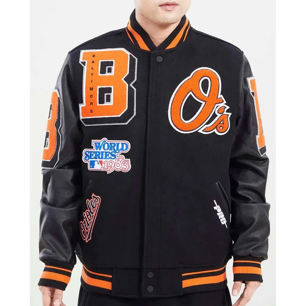 Baltimore Orioles Mashup Black Varsity Jacket