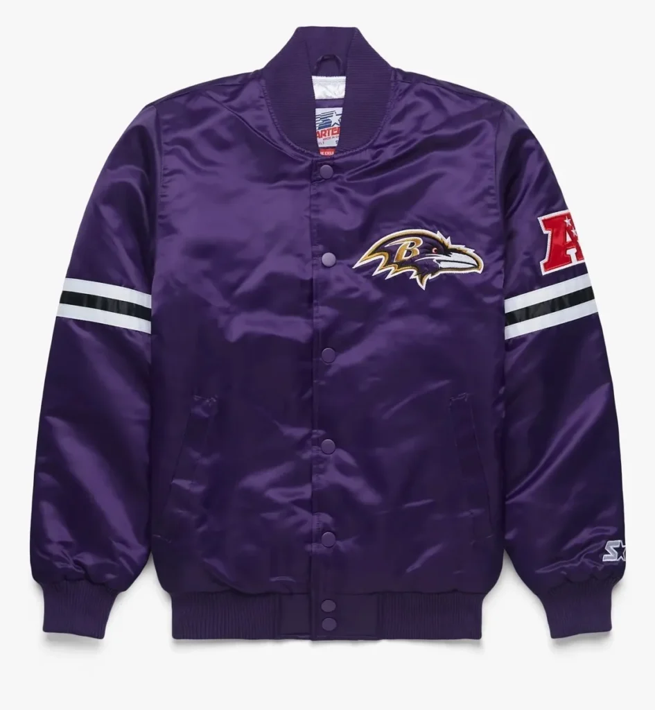 Baltimore Ravens Satin Varsity Bomber Jacket