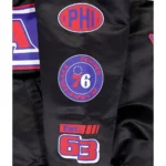 Black Philadelphia 76ers 2024 Rally Drive Satin Full-Snap Jackets11