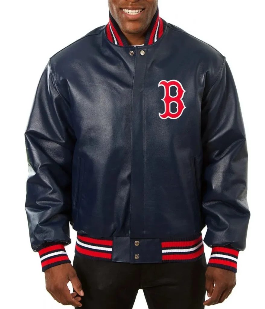 Boston Red Sox Navy Blue Leather Jacket