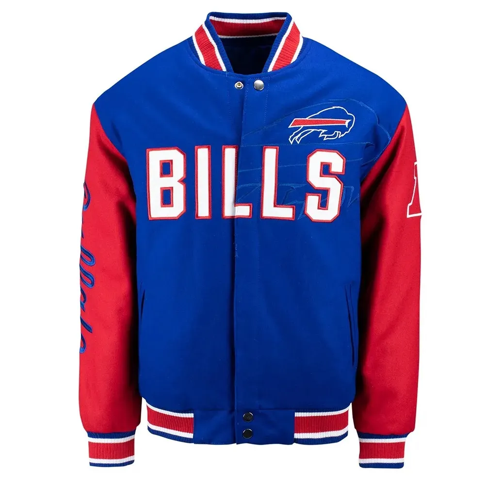 Buffalo Bills Blue and Red Wool Varsity Jacket