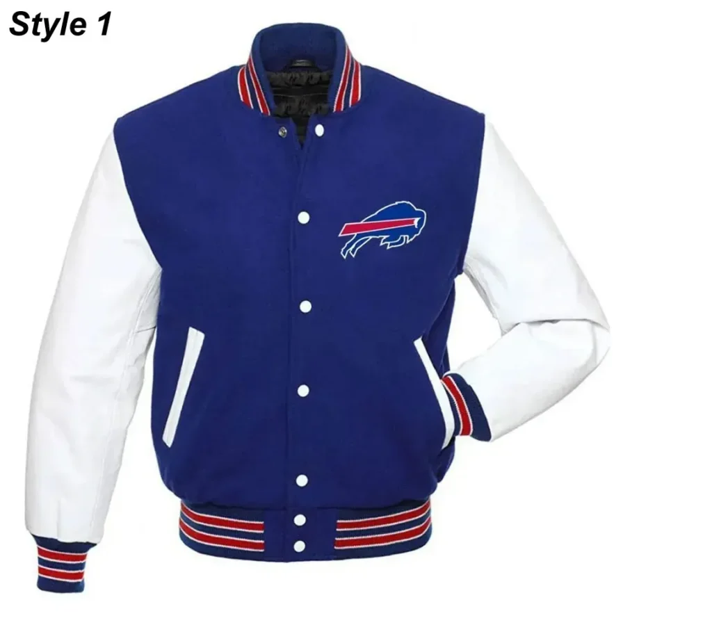 Buffalo Bills Blue and White Letterman Varsity Jacket