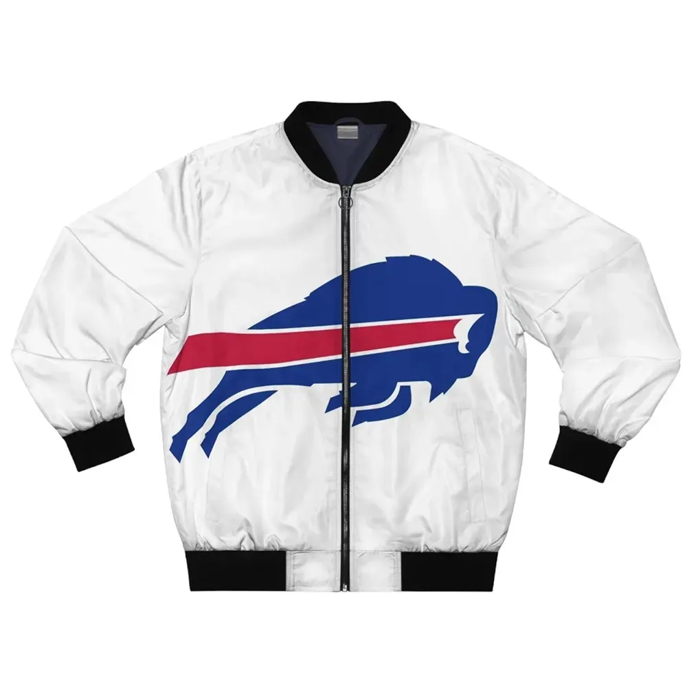 Buffalo Bills Bomber White Varsity Jacket