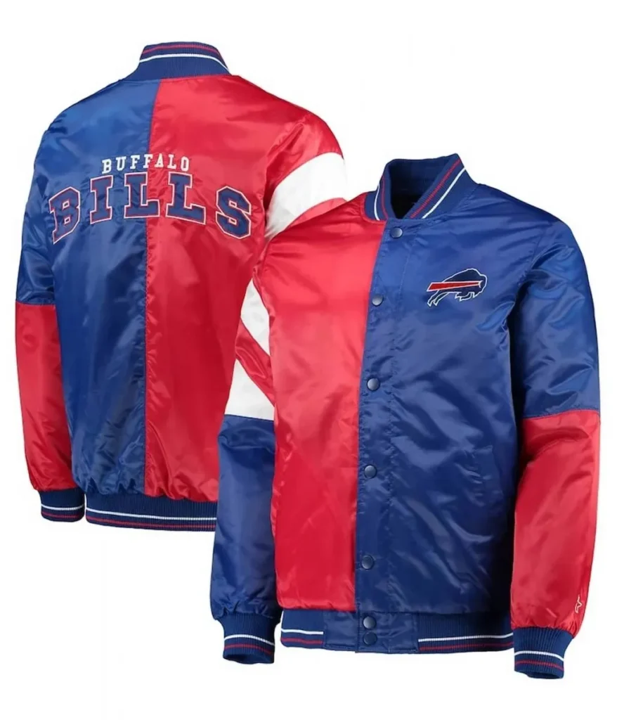 Buffalo Bills Leader Full-Snap Blue and Red Satin Jacket