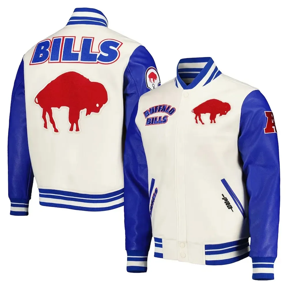 Buffalo Bills Retro Classic Royal and Cream Varsity Jacket1