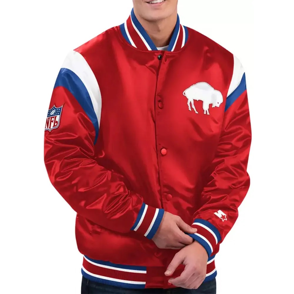 Buffalo Bills Throwback Shutout Red Satin Jacket