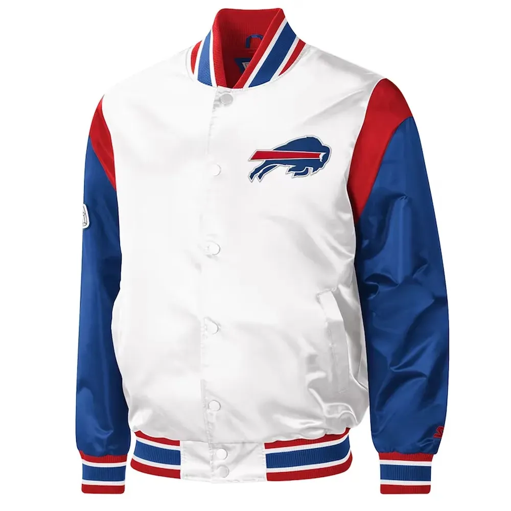 Buffalo Bills Throwback Warm Up Pitch Varsity Satin Jacket