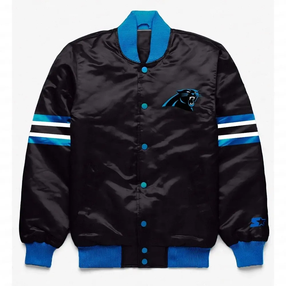 Carolina Panthers Button Down Satin Varsity Jacket