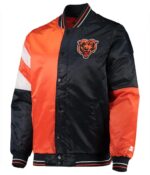 Chicago Bears Leader Navy Orange Full-Snap Satin Jacket