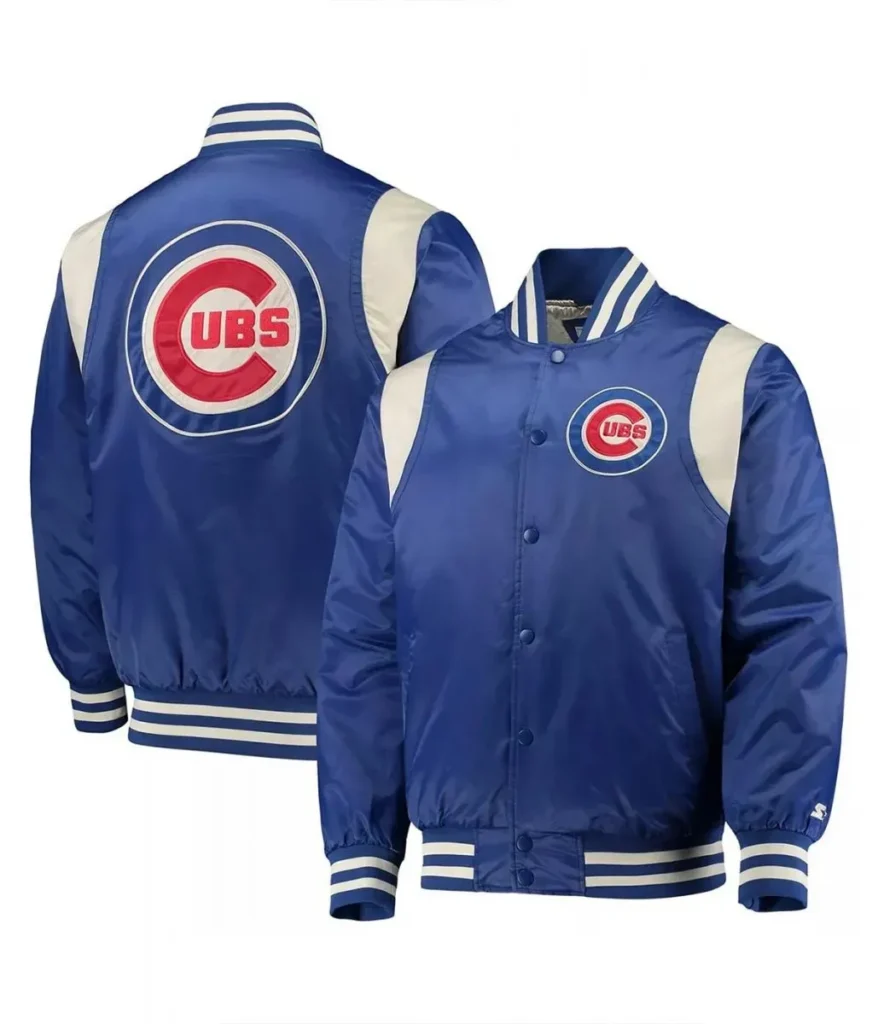 Chicago Cubs Full-Snap Royal Cream Satin Jacket