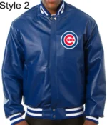 Chicago Cubs Royal Leather Varsity Jacket2