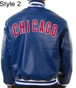 Chicago Cubs Royal Leather Varsity Jackets2