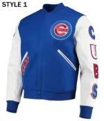 Chicago Cubs White and Royal Varsity Jacket1