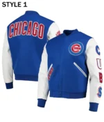 Chicago Cubs White and Royal Varsity Jacket11