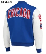 Chicago Cubs White and Royal Varsity Jacket2