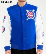 Chicago Cubs White and Royal Varsity Jacket3