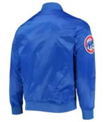 Chicago Cubs Wordmark Royal Blue Satin Full-Snap Bomber Jacket