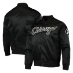 Chicago White Sox Wordmark Black and White Satin Bomber Full-Snap Jacket