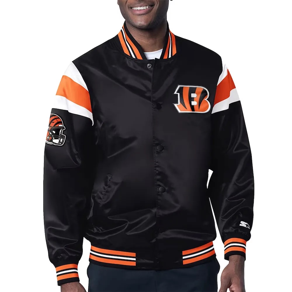 Cincinnati Bengals Midweight Black Satin Jacket