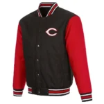 Cincinnati Reds Black and Red Poly Twill Jacket