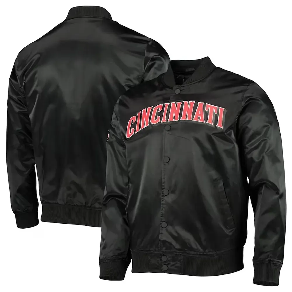 Cincinnati Reds Wordmark Black Satin Jacket