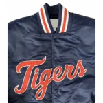 Classic 80’s Detroit Tigers Navy Full-Snap Satin Varsity Jacket