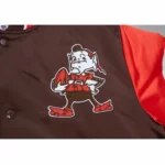 Cleveland Browns Heavyweight Varsity Full-Snap Brown Satin Jacket