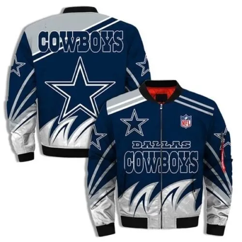 Dallas Cowboys Blue and White Bomber Jacket