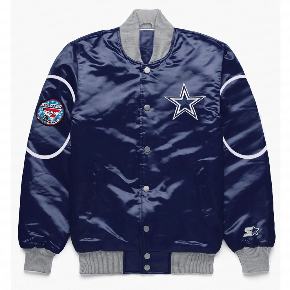 Dallas Cowboys Full Snap-Front Blue Bomber Jacket