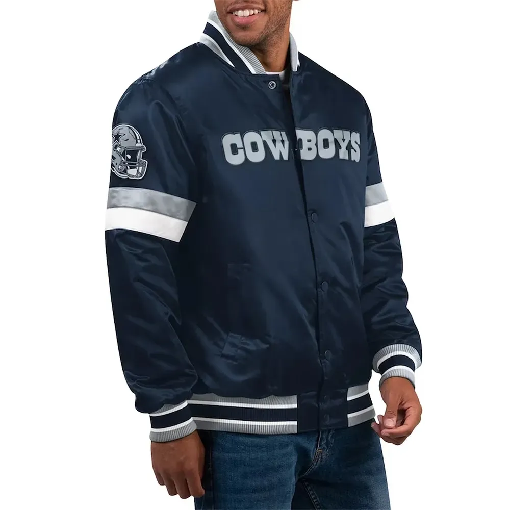 Dallas Cowboys Home Game Navy Satin Jacket