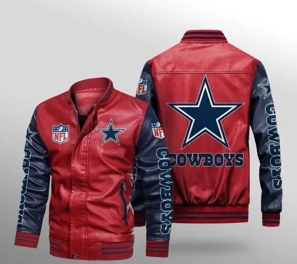 Dallas Cowboys Slim Fit Red Leather Jacket