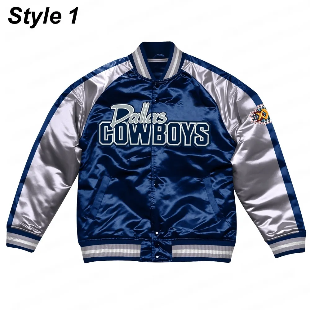 Dallas Cowboys Varsity Satin Silver Jacket