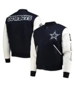 Dallas Cowboys White and Navy Varsity Letterman Jacket