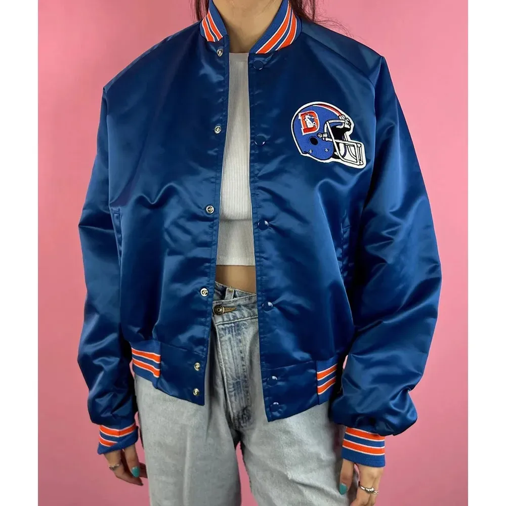 Denver Broncos 90’s Blue Satin Jacket1