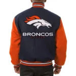 Denver Broncos Blue and Orange Orange Wool Varsity Jacket2