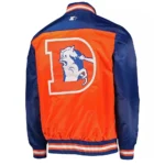 Denver Broncos Blue and Orange Varsity Satin Jacket3