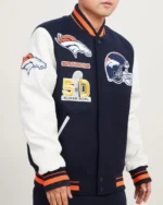 Denver Broncos Mash Up Wool Varsity Jacket2