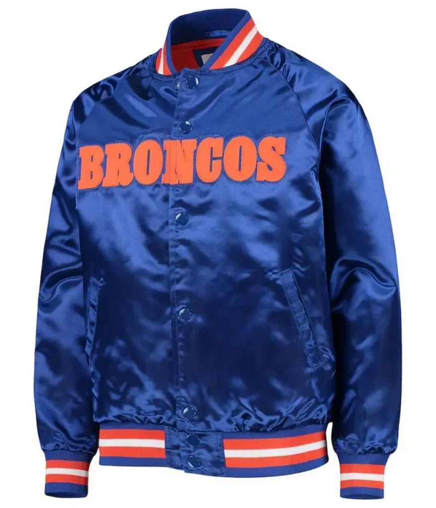 Denver Broncos Royal Blue Bomber Satin Jacket1