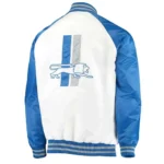 Detroit Lions Clean Up Throwback White And Blue Full-snap Satin Jacket