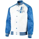 Detroit Lions Clean Up Throwback White And Blue Full-snap Satin Varsity Jacket