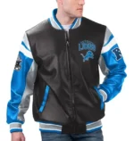 Detroit Lions Full-zip Leather Varsity Jacket