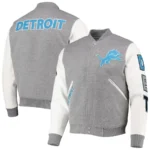 Detroit Lions Grey And White Letterman Varsity Jacket