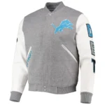 Detroit Lions Grey And White Letterman Varsity Jackets