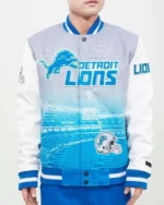 Detroit Lions Remix Wool & Leather Varsity Jacket